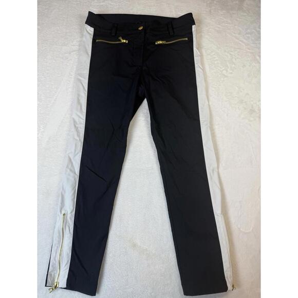 Pants - Brendratti Pants Womens 42 Black/White Gold Zippers Stretch Made in Italy